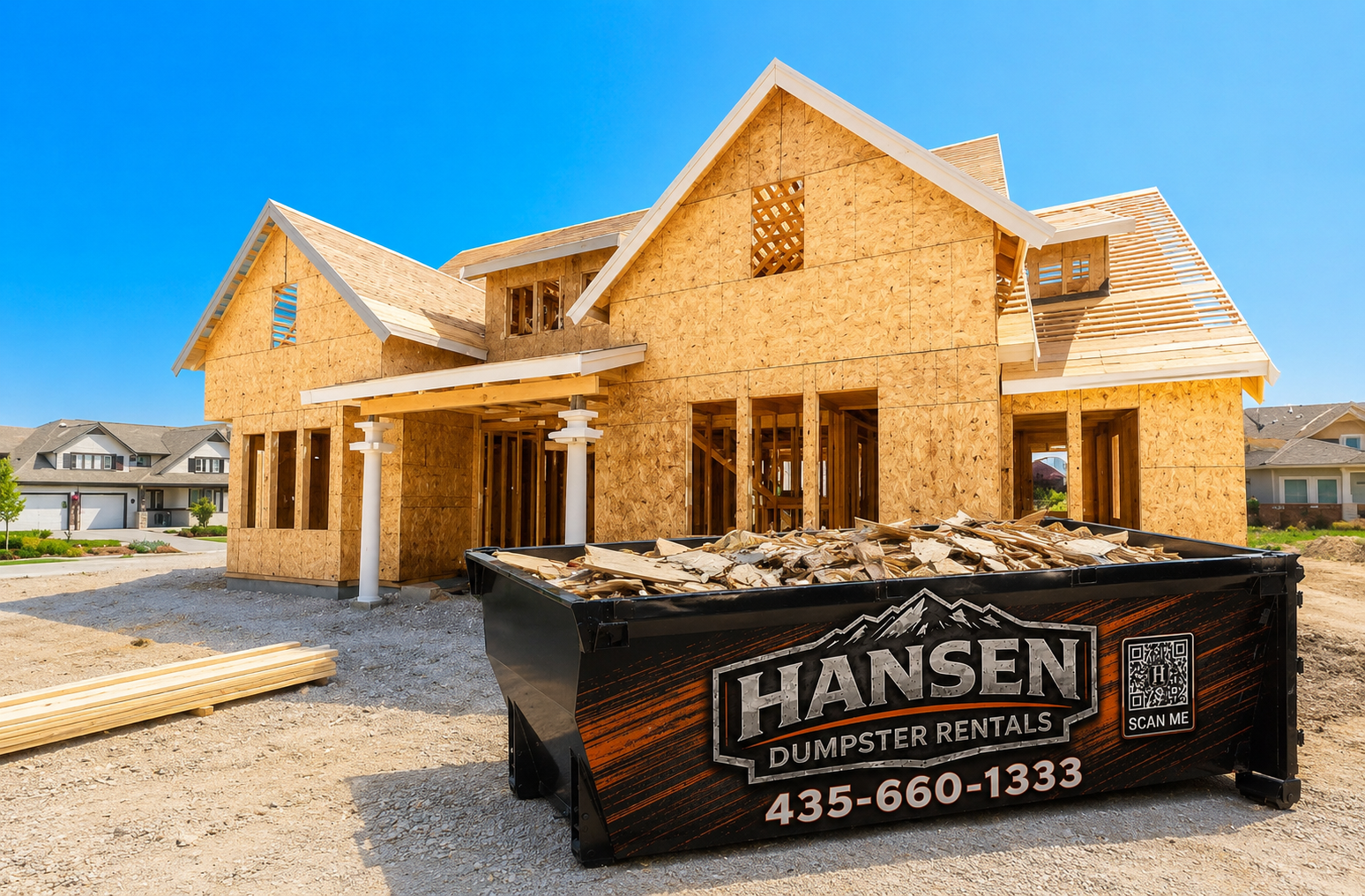 Hansen Dumpster Rentals construction roll-off delivery in Tooele