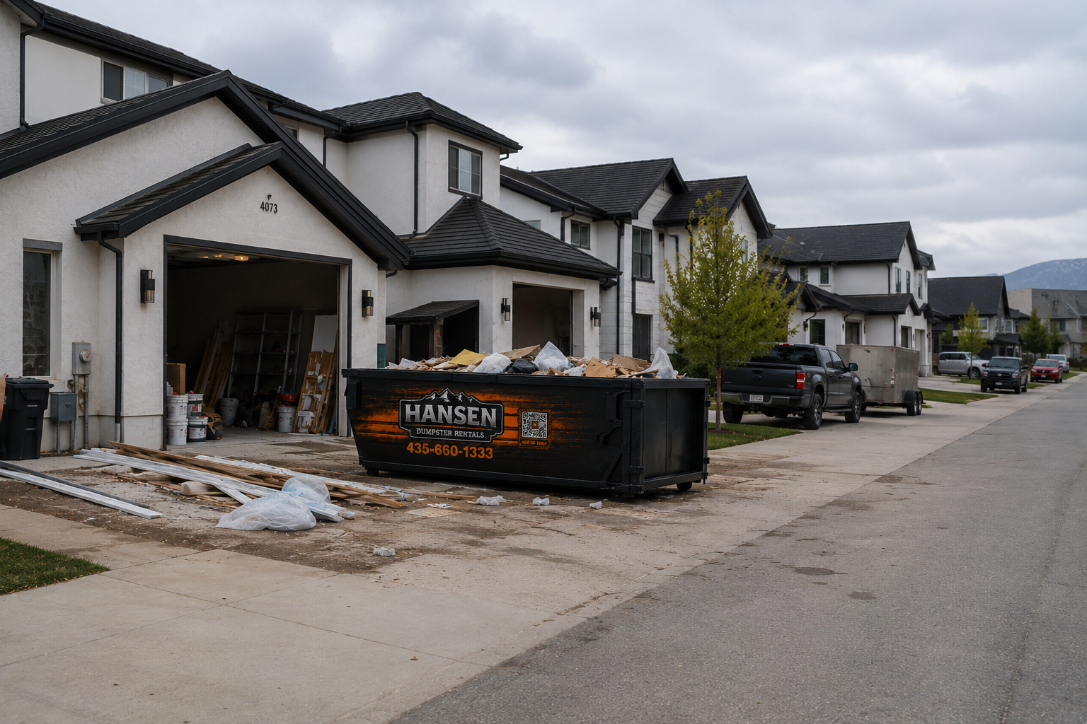 Hansen Dumpster Rentals residential roll-off delivery in Saratoga Springs