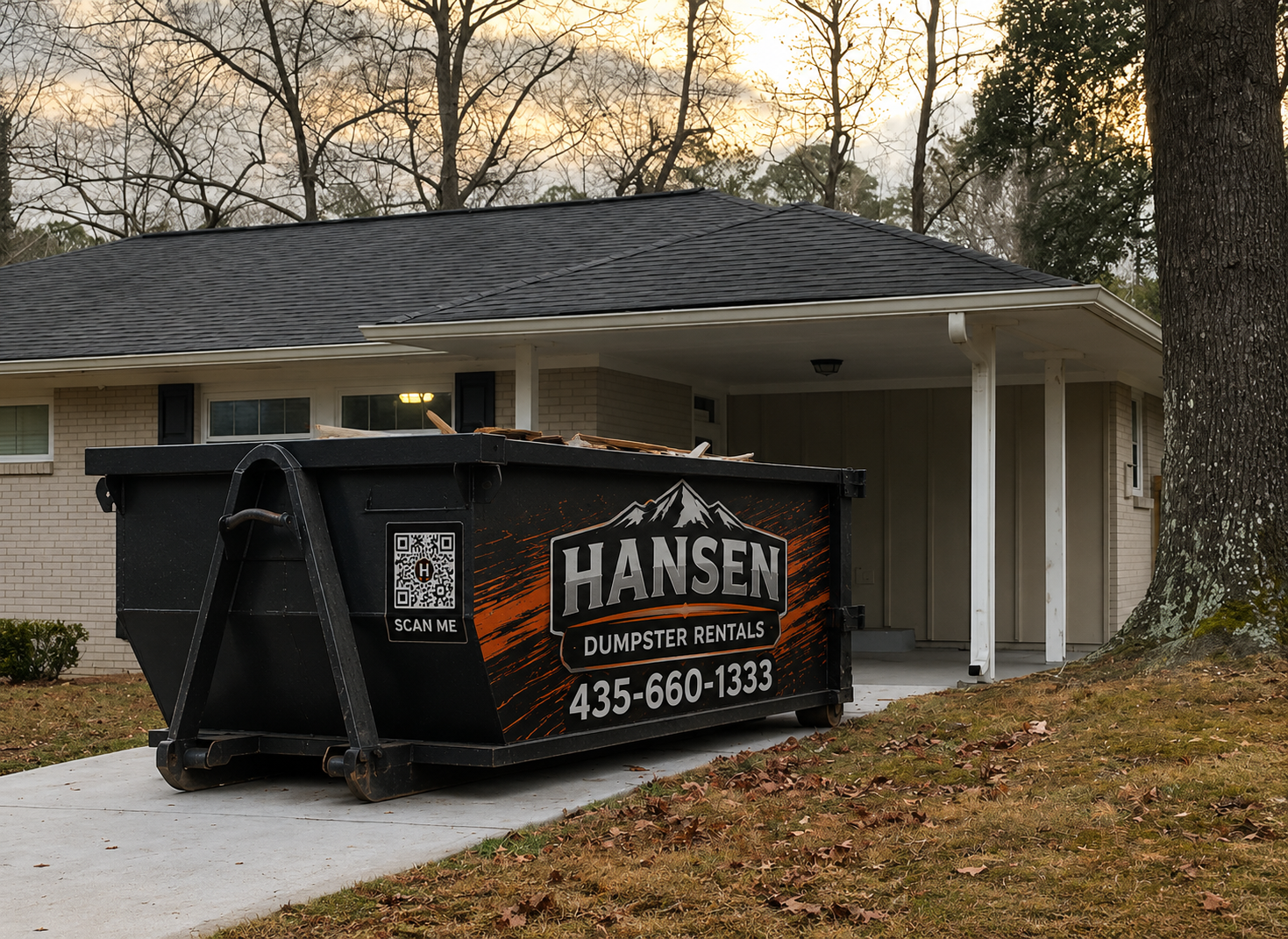 Hansen Dumpster Rentals roll-off delivery in Provo, Utah County