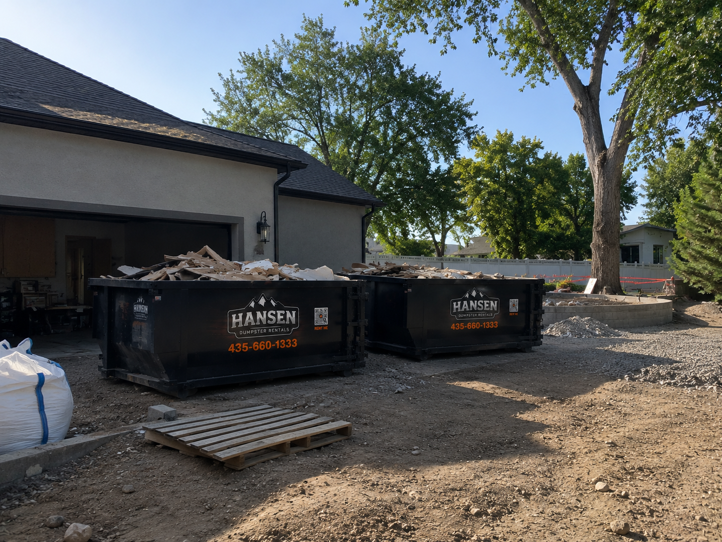 Hansen Dumpster Rentals roll-off bin delivered for a Utah project