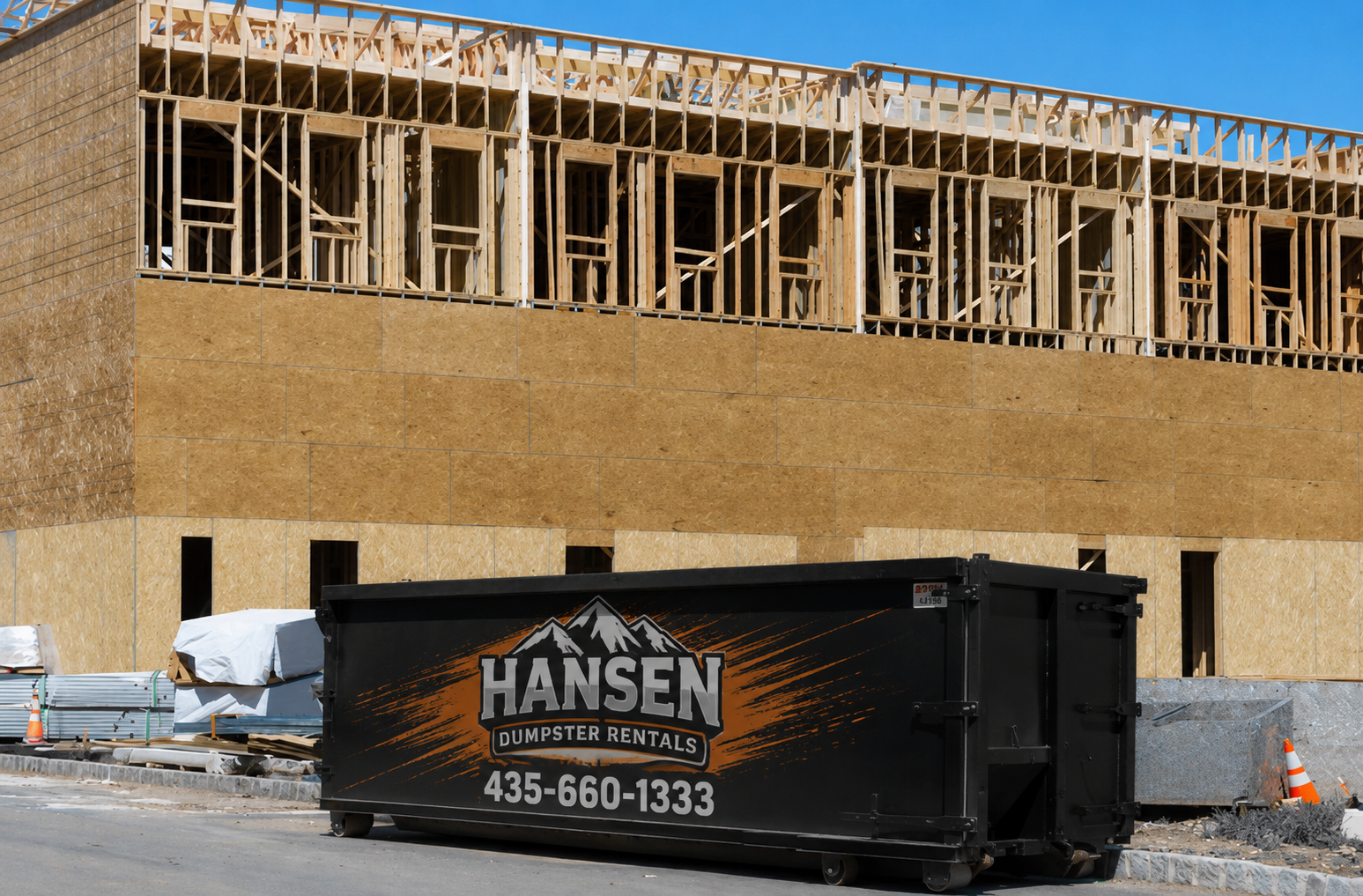 Hansen Dumpster Rentals commercial roll-off delivery in Utah County