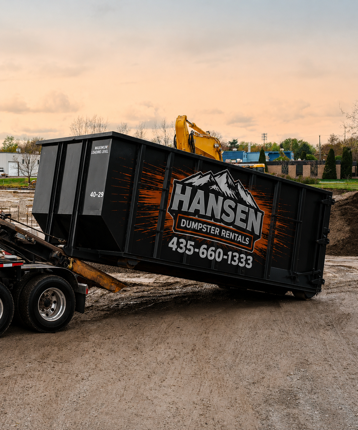 Hansen Dumpster Rentals roll-off delivery in Santaquin, Utah County