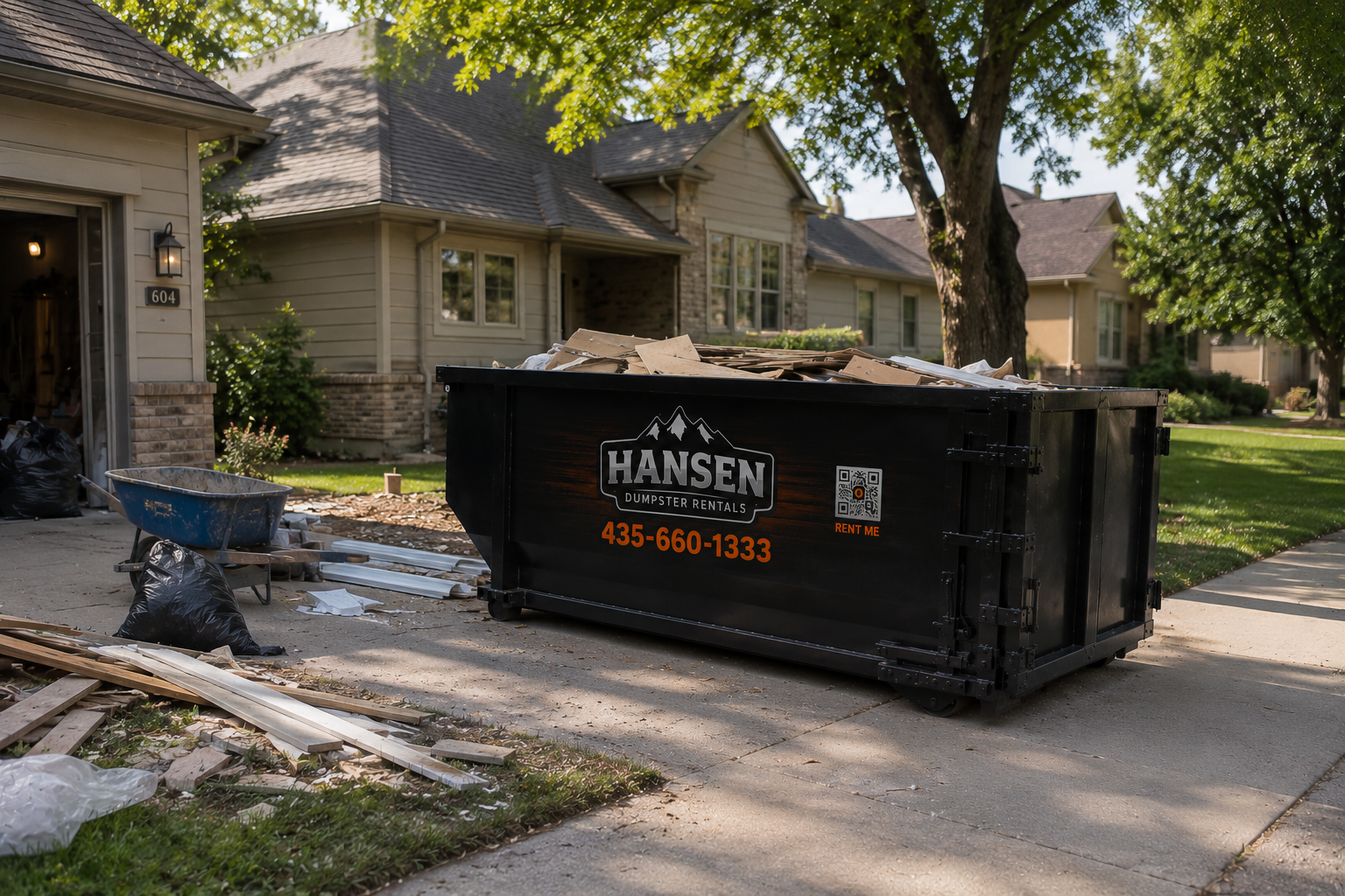 Hansen Dumpster Rentals residential roll-off delivery in Utah County