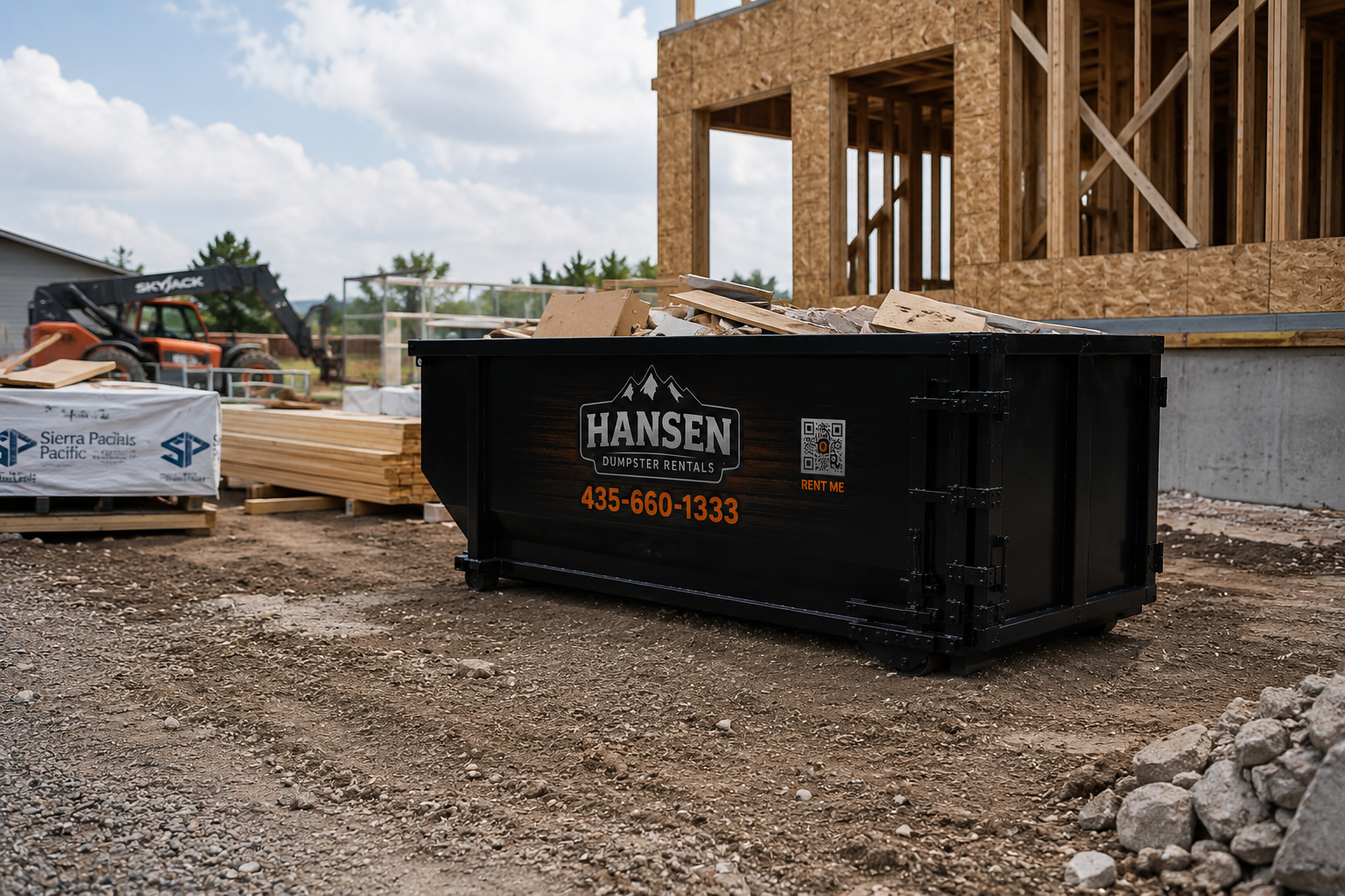 Hansen Dumpster Rentals construction roll-off fleet serving Utah and Tooele counties